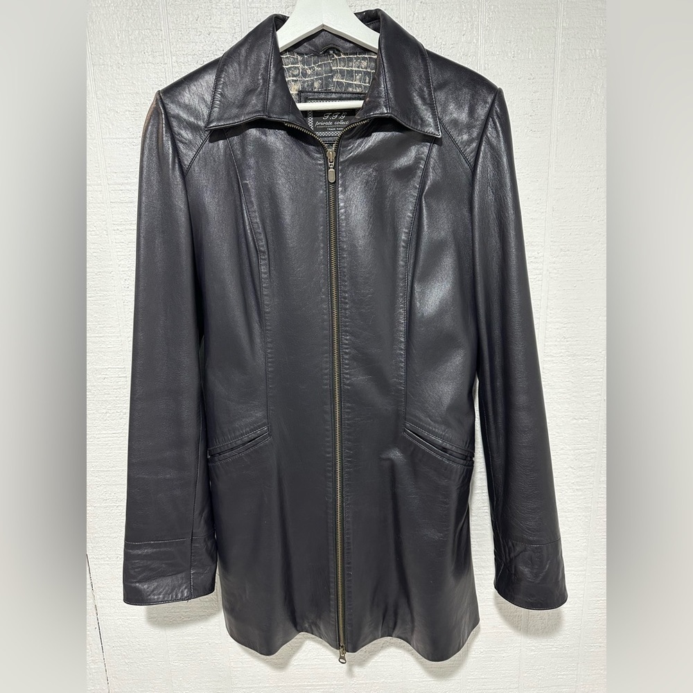 J.J.G private collection genuine leather coat jacket size S